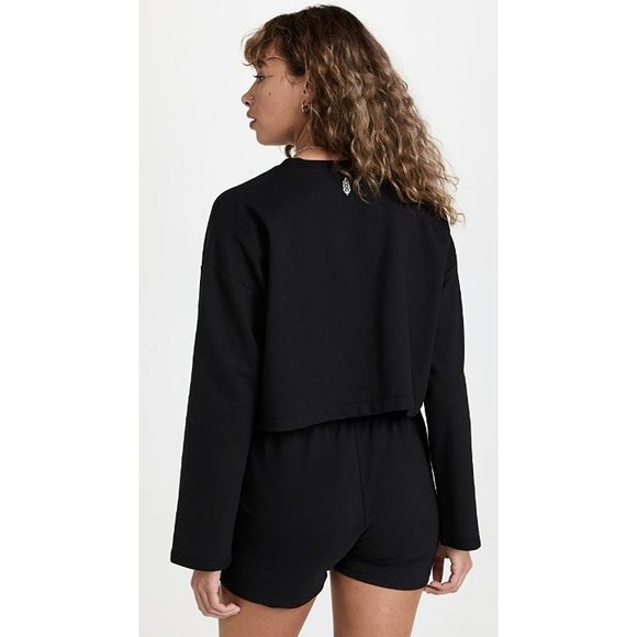 Free People NWT Sunny Set 2 Piece Sweatshirt Shorts Athleisure Set Black SM New - Picture 2 of 11
